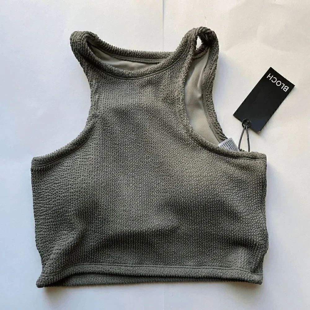 Bloch Crinkle Play Racer Tank in Washed Moss Size Extra Small